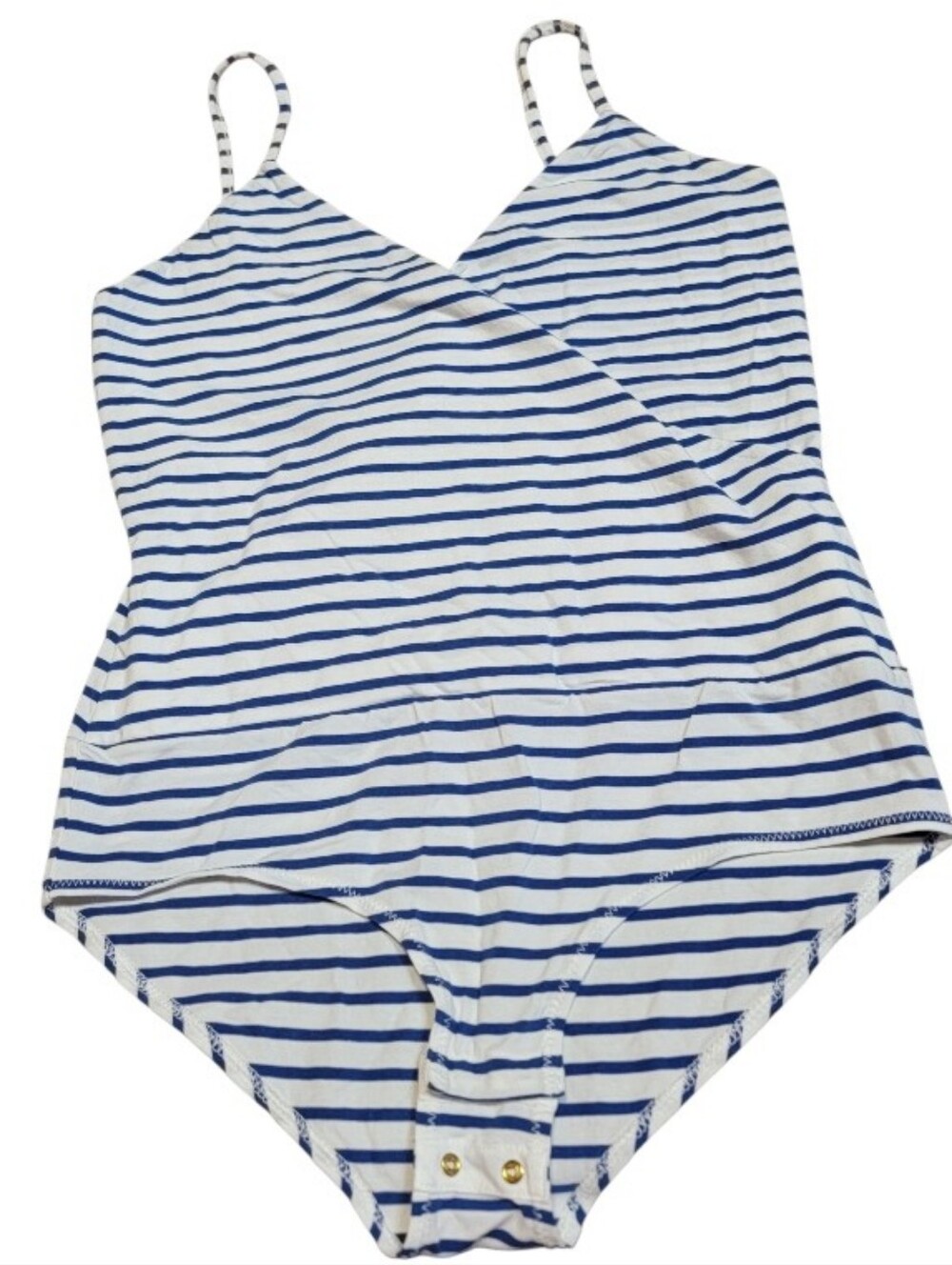J. Crew Womens Blue & White Wrap Front Striped Bodysuit